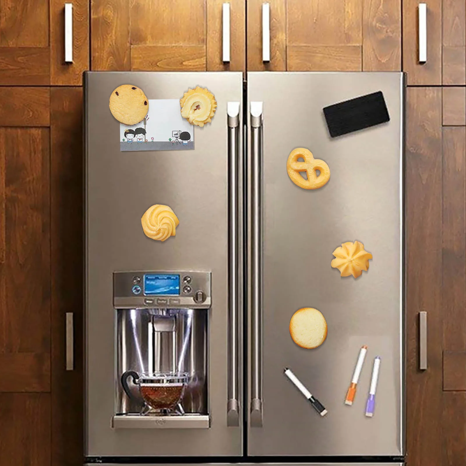 Mini Simulation Biscuit Refrigerator Magnet Whiteboard Message Paper Fixer Photo Frame Home Decoration Pvc Cute #40 | Дом и сад