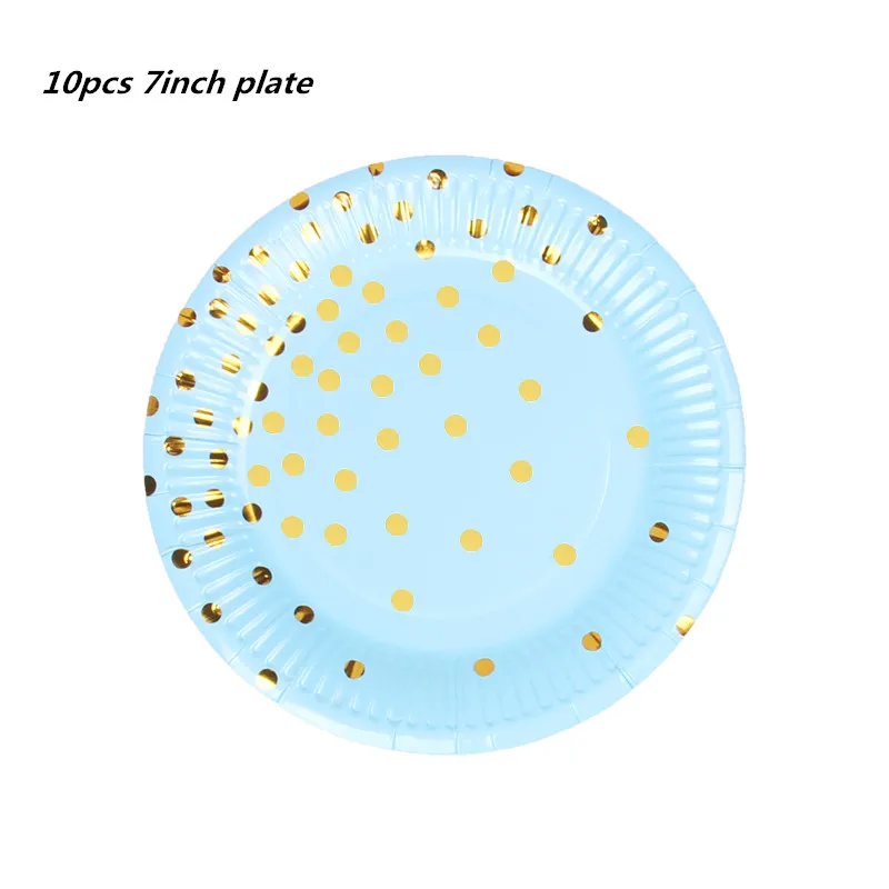 10pcs 7inch plate 1 упак./лот на день рождения горячее тиснение золотом Бумага Полотенца салфетка для мальчика и девочки, Пол раскрыть вечерние ткани украшение для салфеток салфетки 33*33 см - Цвет: 10pcs 7inch plate