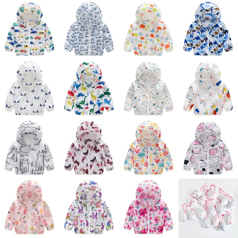 BBD New Children Jacket Boysgirls Summer Hooded Long Sleeved Thin Sun Protection Coat Tops Infants 2-7year Costume Kids Clothes | Детская