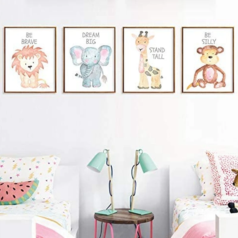 

6 Set Unframed Jungle Animal Quote Wall Art Jungle Animals Nursery Decor for Safari Nursery Wall Art Baby Shower Gift