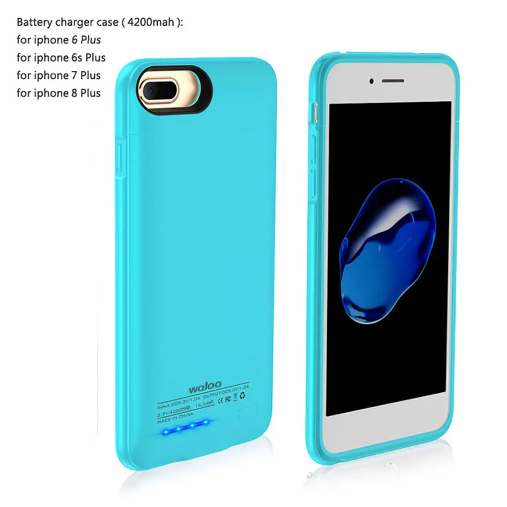 Чехол для зарядного устройства для iPhone 6, 6s, 7, 8 Plus, внешний аккумулятор, чехол, ультра тонкий внешний аккумулятор, чехол для зарядки iP6, 3000/4200 мА/ч - Цвет: blue 6 6s 7 8 Plus