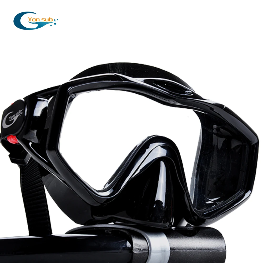 Silicone Tempered Glass Professional Scuba Swimming Diving Mask Set Diving Mask + Dry Black Snorkel For Underwater Hunting