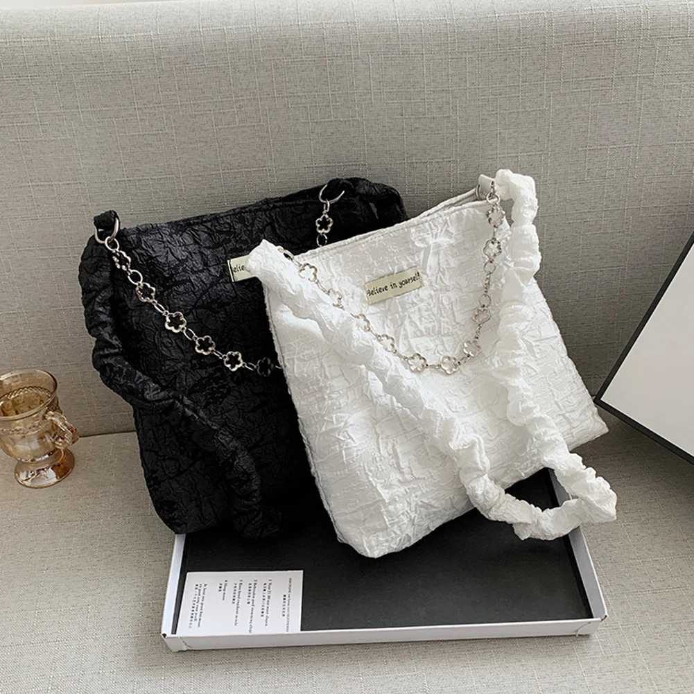 

Женская сумка через плечо, с плиссированным цветком, маленькая сумка-мессенджер с цепочкой, 2021