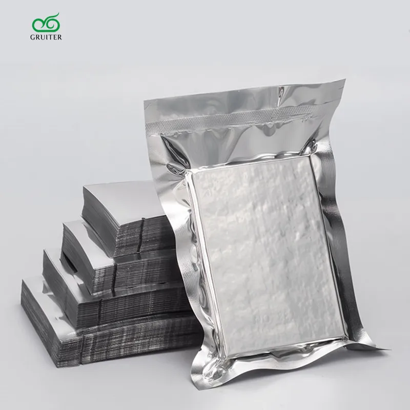 Vaccum Compresse Pouches Open Bags 100 Pure Aluminum Package Food Tea Container Three Side Seal Flat Foil Mylar W/Tear Notch 20C