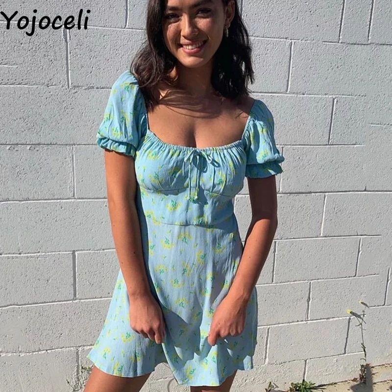 Yojoceli сексуальное элегантное облегающее платье с цветочным принтом женское