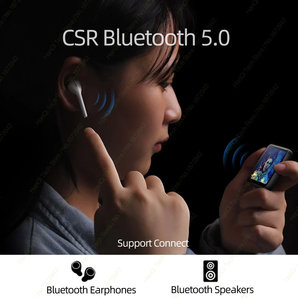 BENJIE K1 полный сенсорный экран Bluetooth MP3 плеер с fm-радио, рекордер, электронная книга портативный аудио 8 Гб 16 Гб мини клип музыкальный плеер