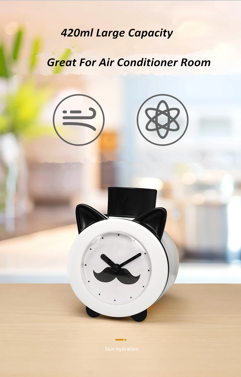 Creative 420ml Time Humidifier USB Essential Oil Diffuser For Home Office Aromatherapy Humidificador Difusor LED nightLight Lamp
