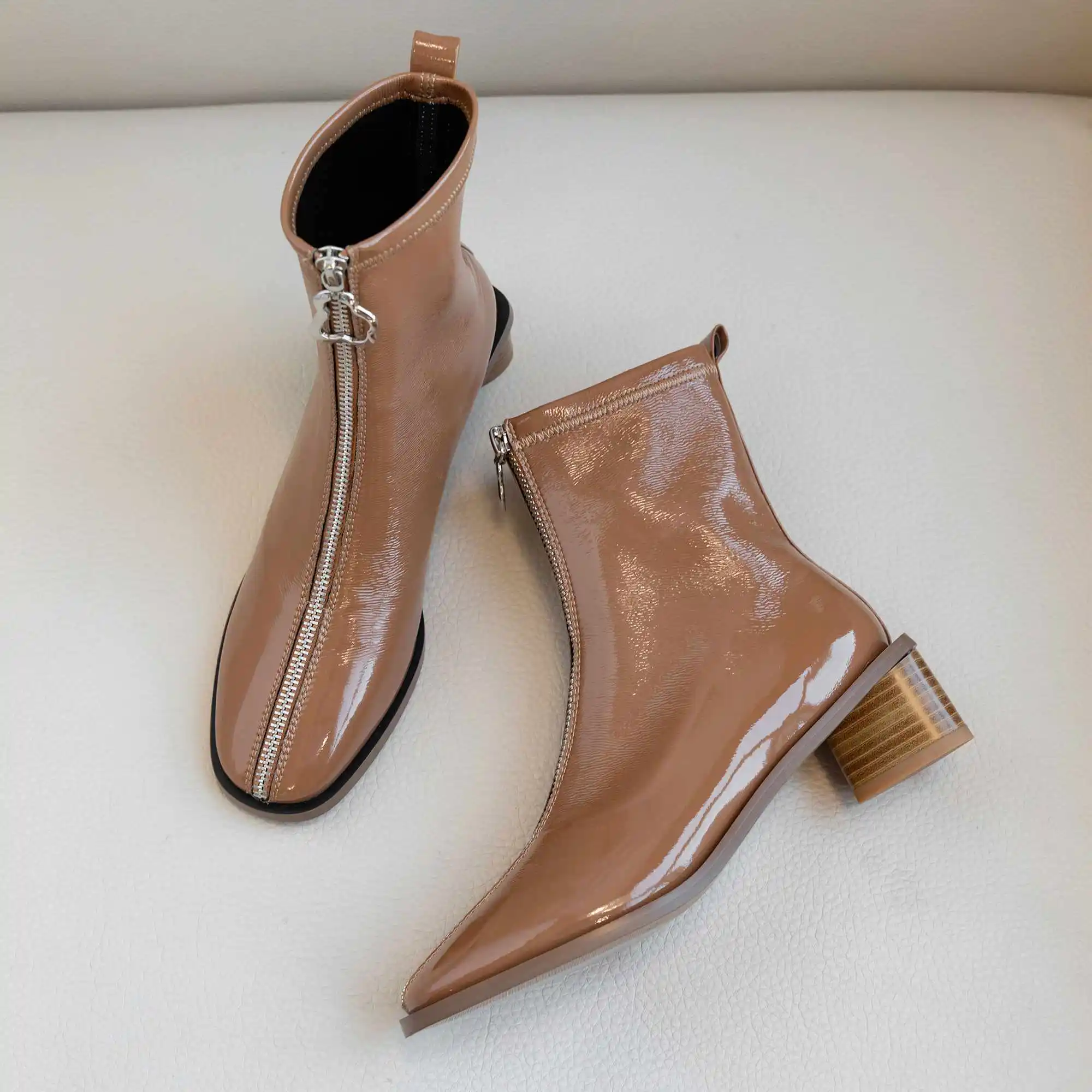 Женские блестящие лакированные ботильоны Krazing Pot Зимние Теплые повседневные