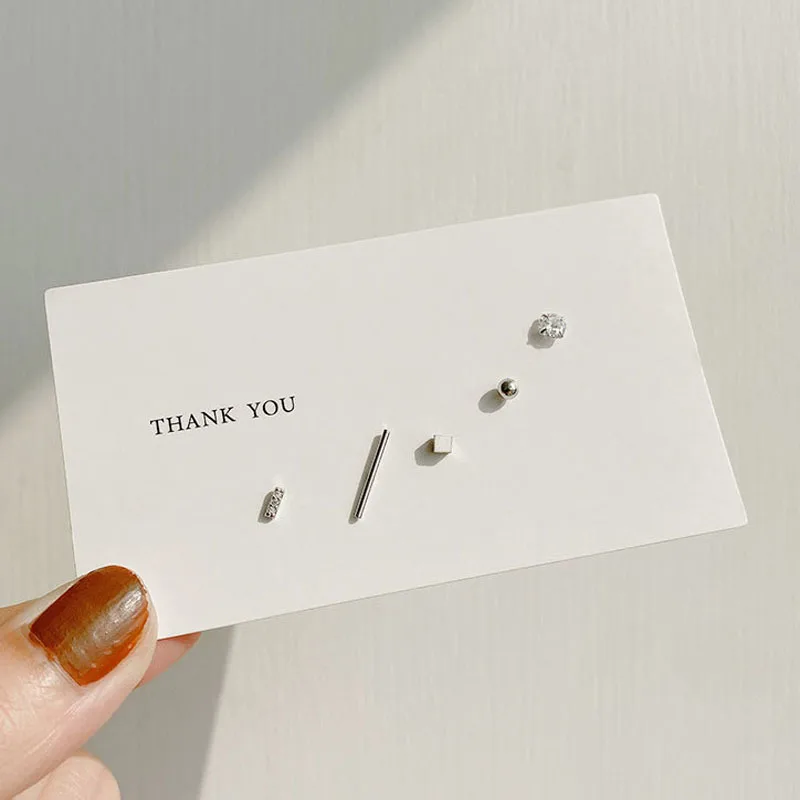 

YPAY 5 PCS/SET 100% Real 925 Sterling Silver Stud Earrings for Women Simple Geometric Mini Cute Earring Brinco Jewelry YME875