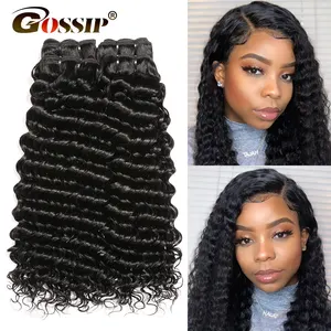 Бразильские пучки глубоких волн, 100% человеческие волосы для наращивания, Сплетницы, Реми пучок волос, Сплетницы, глубокие волнистые волосы, можно купить 134 пряди ков # 1B