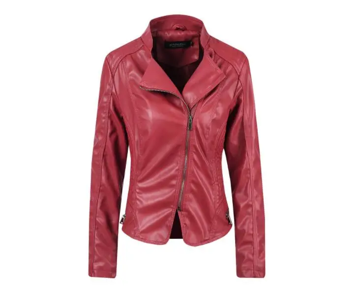 

Pop Nice Pop women's short paragraph imitation leather jacket, round neck, women's coat, Pop fashion jacket S-XL