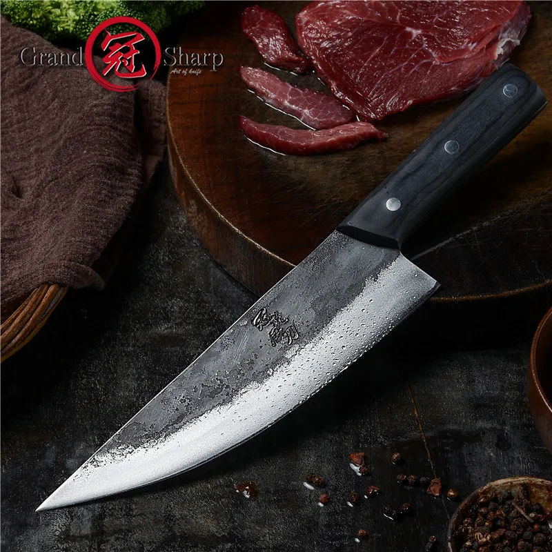 

8.5 Inch Handmade Chinese Chef Knife Clad Forged Steel Boning Slicing Butcher Kitchen Knives Kitchen Tools Professional