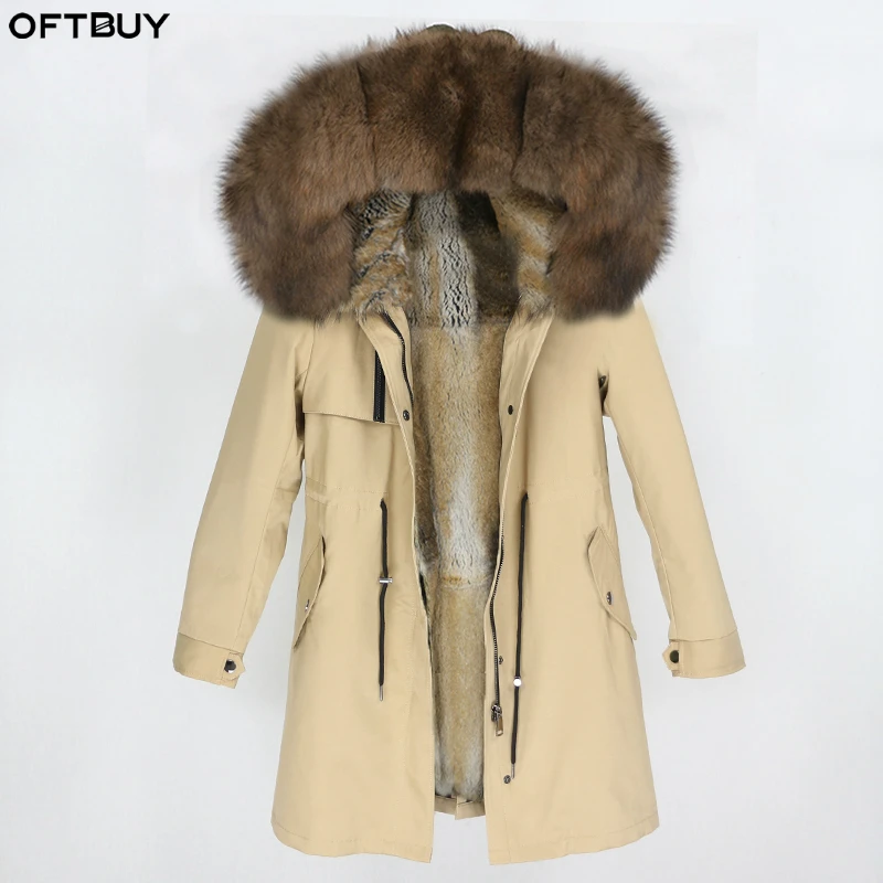 Женская парка с капюшоном OFTBUY теплая лисьим мехом внутри уличная одежда 2020|Шубы и