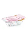 Розовое полотенце, блестящая сетка для ванны