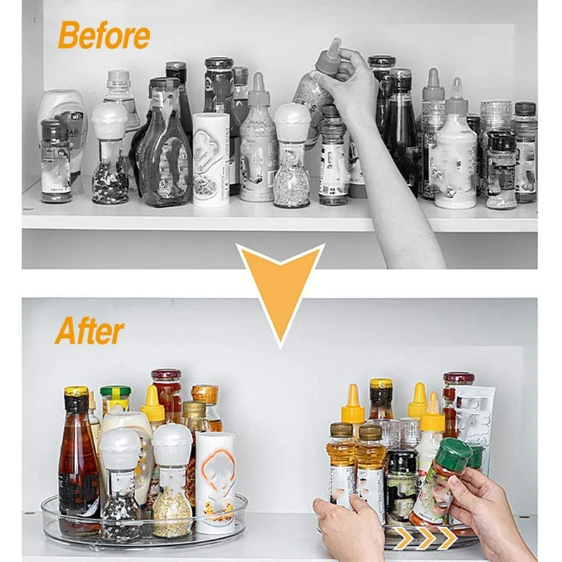 

Lazy Susan Turntable Cabinet Organizer,Clear Lazy Susan Organizer Spice Rack for Cabinet for Kitchen Bathroom