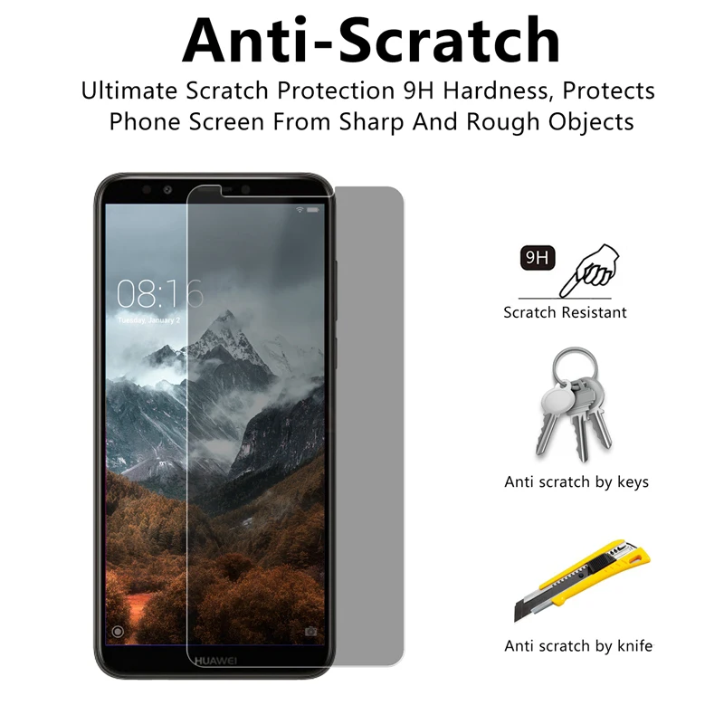 Anti-Spy Full Anti Peep Screen Protector For Huawei Y7 Y6 Y5 Prime 2018 Privacy Protection Glass 2017 9H | Мобильные телефоны и