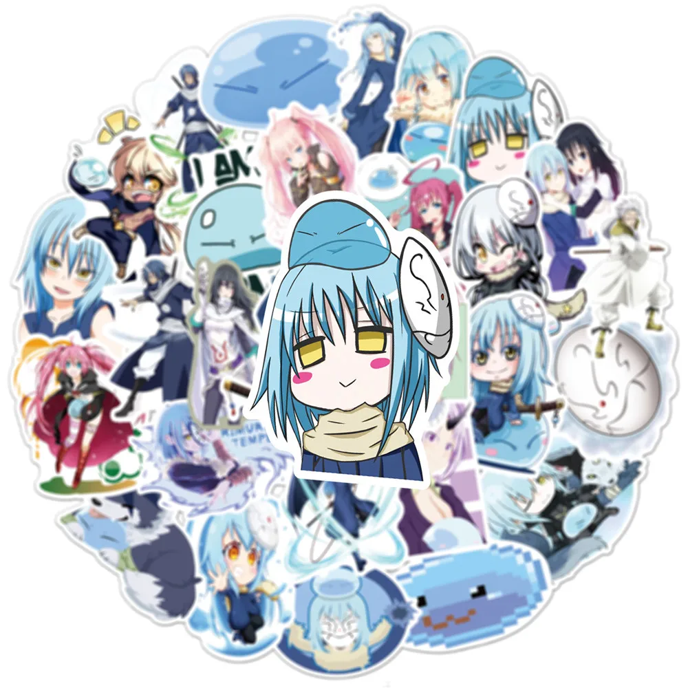 50 Uds. Por ese momento, me reencarn&eacute; como una guitarra de Slime, Anime Rimuru Milim Nava, pegatina para ordenador port&aacute;til, monopat&iacute;n, motocicleta, guitarra-3