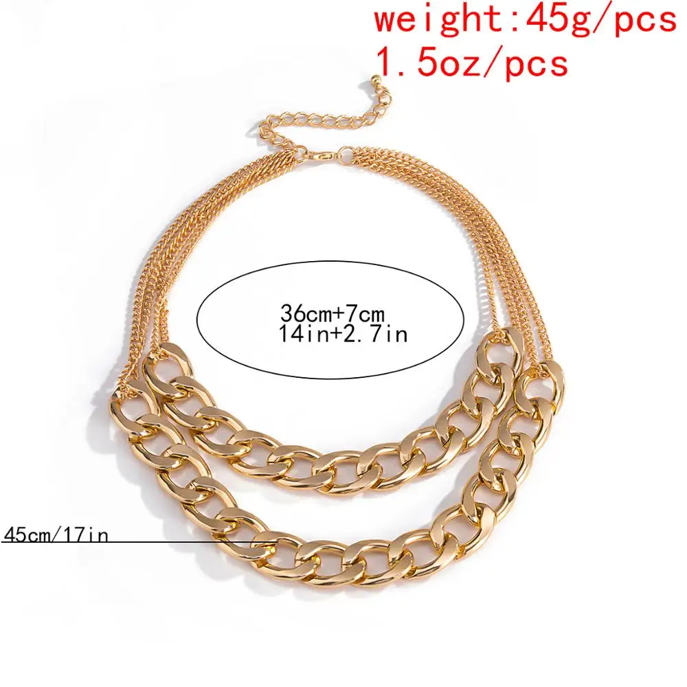 

Lacteo Miami Cuban Multi Layered Chain Choker Necklace Street Punk Thick Chunky Chain Charm Necklace for Women and Men Gifts