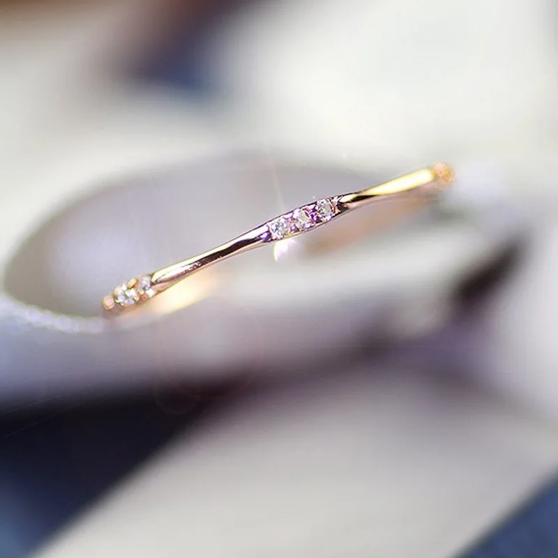 0207 Rose Gold Tisonliz Danity лист с украшением в виде кристаллов Обручение кольца Для женщин вечные свадебные кольца для женщин из розового золота кольца, ювелирные подарки - Цвет основного камня: 0207 Rose Gold