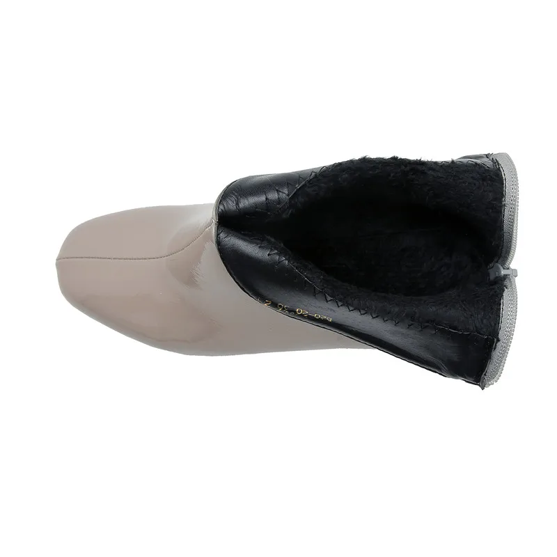 

2019 Fashion Ankle Boots for Women Black Gray Yellow Womens Shoes High Heel Patent Pu Leather Winter Bootie Plus Size