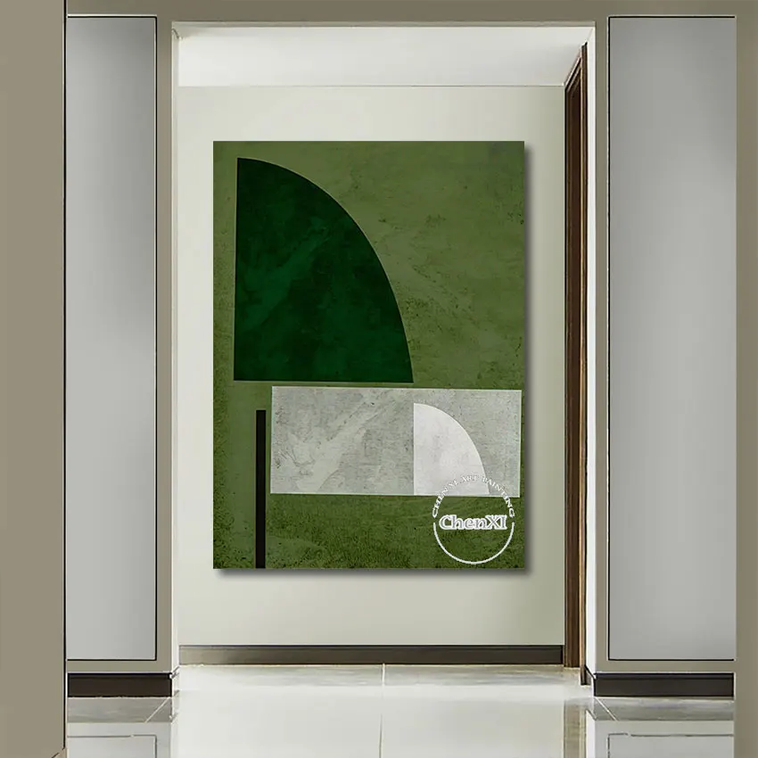 

2022 New Arrival Green Abstract Art Oil Paintings On Canvas Idea Artwork Modern Wall Decor Accessories For Restaurant Unframed