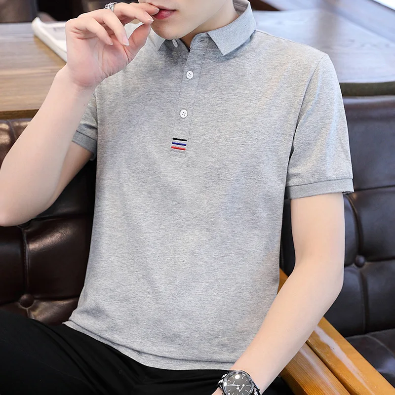 

Casual Men 2021 New Polo Shirts Fashion printing High Streetwear Beach solid male shirt Versatile High Quality Short Sleeve