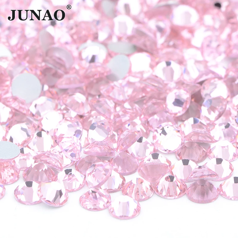 JUNAO ss6 ss8 ss12 ss20 красные Кристальные ногти Стразы круглые стеклянные бусины без