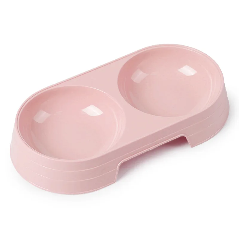 pink 1 шт., конфетный цвет, пластиковые двойные миски для домашних животных, креативная Нескользящая миска для домашних животных, кормушка для воды, кормушка для собак кошек, миска для домашних животных, принадлежности для кормления - Цвет: pink