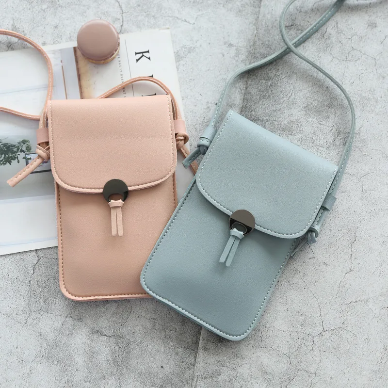 2020 New Ladies Screen Touchable Mobile Phone Bag Women Girls Transparent Mini Crossbody Shoulder Bag Cellphone Bags