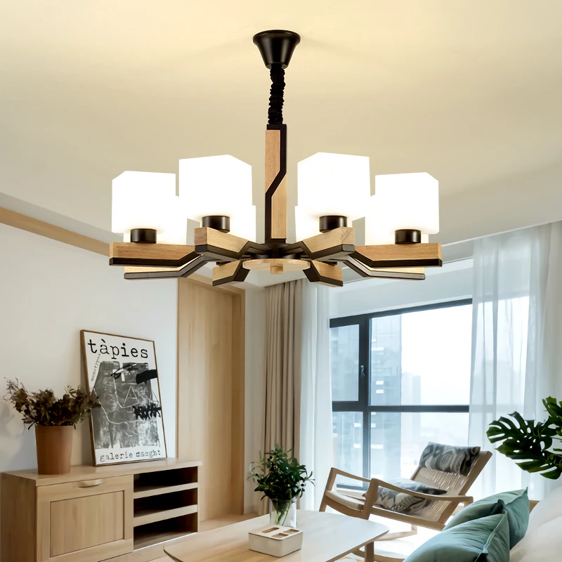 Деревянная люстра в нордическом стиле для гостиной простой современный
