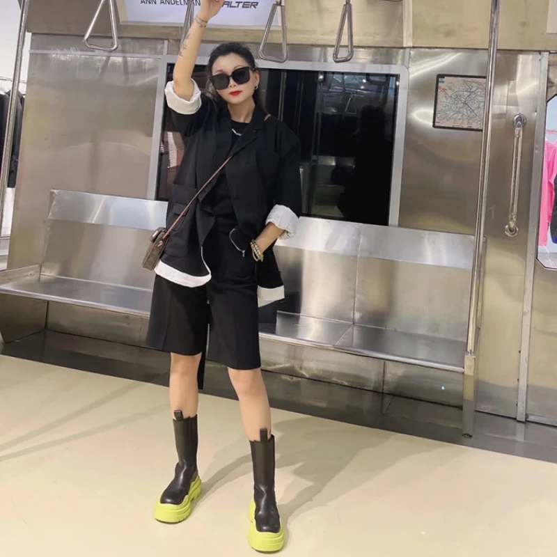 Color Matching Women's Boots 2021 New Spring/Summer Thin Platform Chelsea Boots Flat Mid-Calf Smoke Pipe Boots for Women