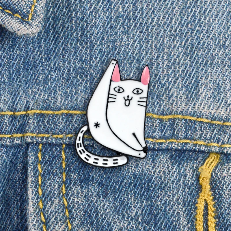Японские значки Милые Броши кошки для женщин простые забавные заколки с