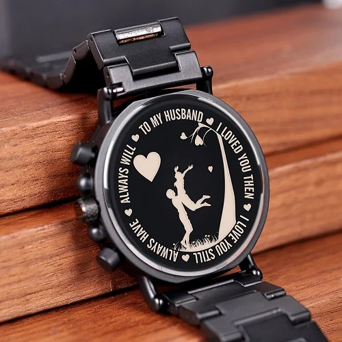 engraved2 BOBO BIRD вырезания по дереву часы мужские персонализированные наручные часы в деревянной коробке Groom Подарок на годовщину для Отца и Сына - Цвет: engraved2