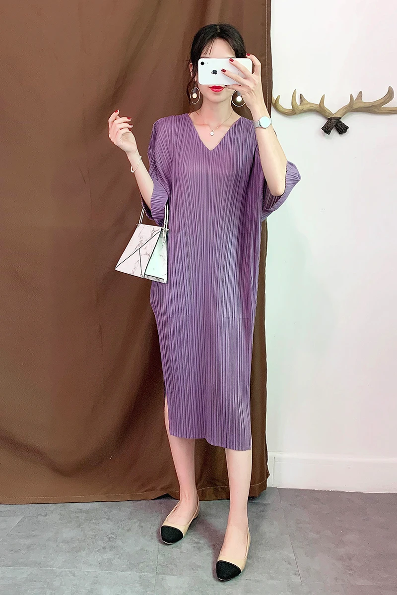 Новое поступление Miyake Плиссированное летнее платье больших размеров свободные и