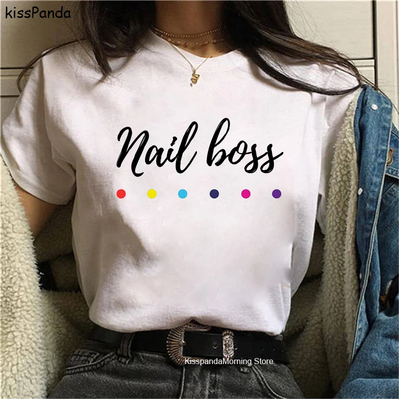 Женская забавная футболка с принтом Boss Lady белая свободная рукавом boss Camiseta
