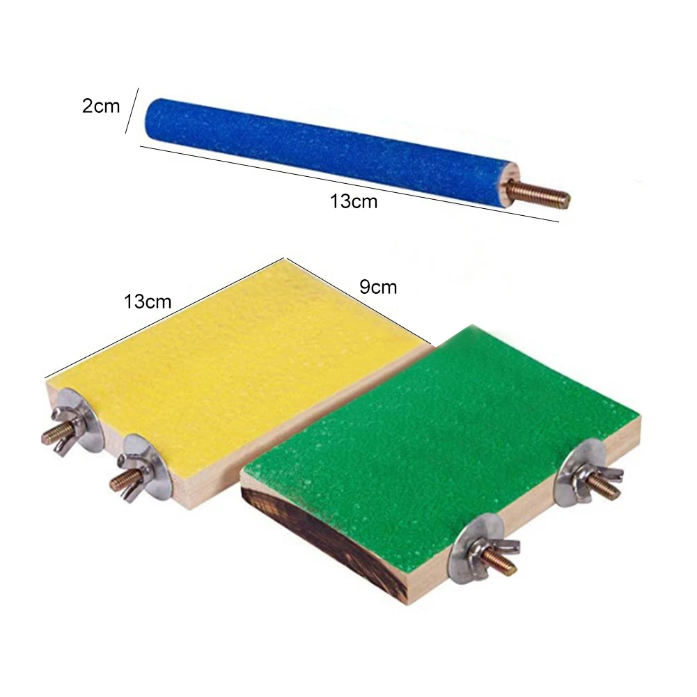 

4Pcs Pet Bird Parrot Claw Grinding Bar Stick Stand Perch Wood Board Chew Toy