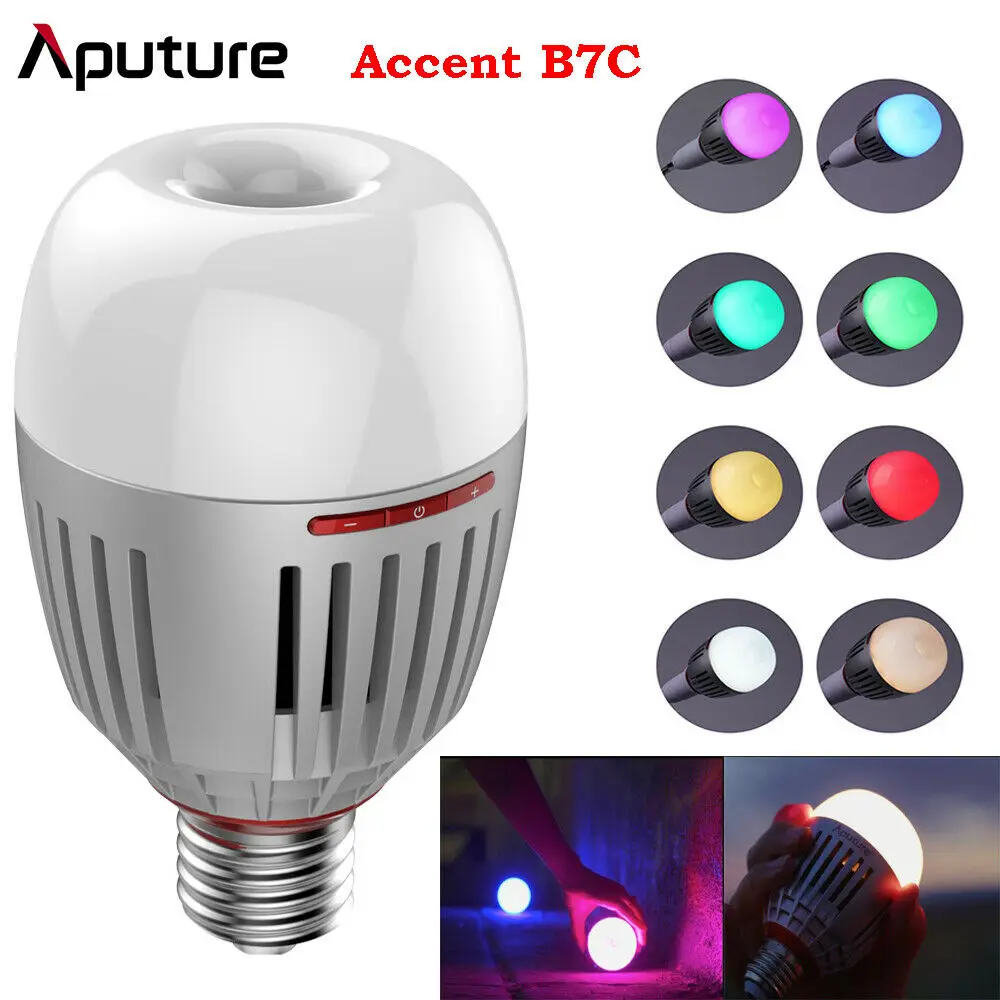 

Умная Светодиодная лампа Aputure Accent B7C, 7 Вт, с регулировкой яркости, 2000-10000 К, 0-100%, плавное регулирование яркости, управление через приложение, о...