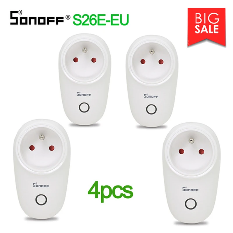 1/2/3/4 шт. Sonoff S26 ЕС Базовая умная розетка Wi-Fi Беспроводной Plug умный дом переключатель Мощность розетки работать с Alexa и Google Assistant