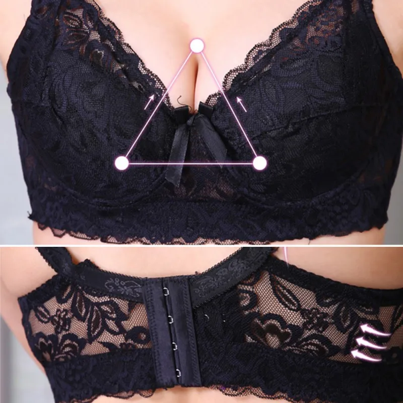 

Female Underwear Sexy Lingerie Lace Push Up Bras Brassiere Cup Size C Fashion Lady Embroidery Charming Deep V Bra