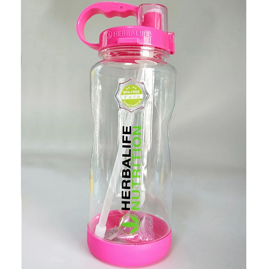 Pink 2000ml Herbalife питание 1000 мл 2000 мл фиолетовый розовый черный синий Портативный Пространство изготовленный на заказ шейкер ремень соломы бутылка для воды - Color: Pink 2000ml