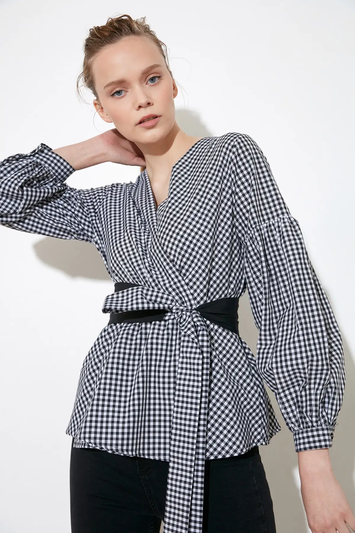 Трендовая блуза в клетку TWOSS20BZ0033 | Женская одежда