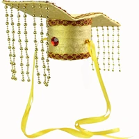 yellow ancient chinese emperor hats prince hair accessories tang dyansty tv play favors funny performance accessories