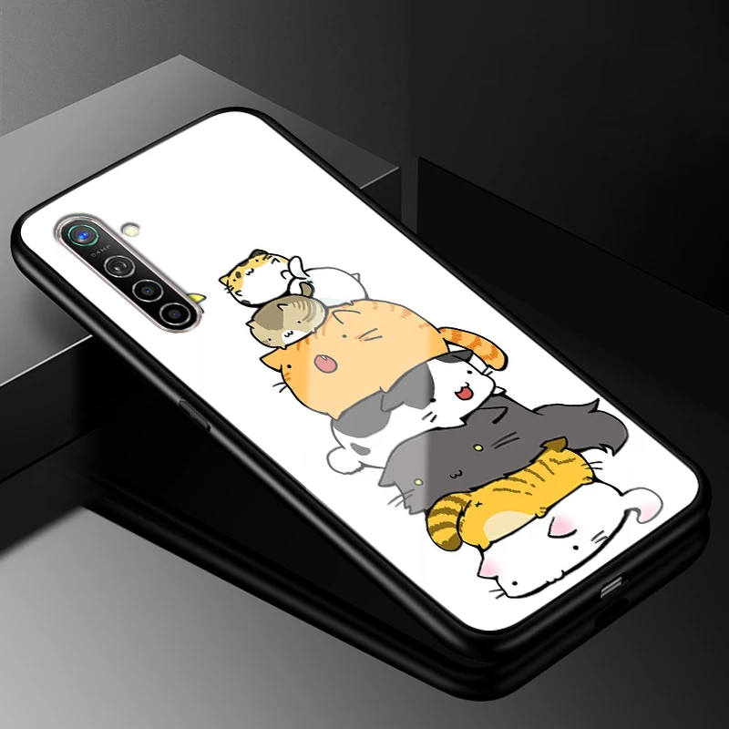 17 Для OPPO Realme X2 чехол 6,4 ''модный стеклянный Жесткий Чехол для задней панели телефона чехол s для OPPO Realme XT силиконовый бампер - Цвет: 17