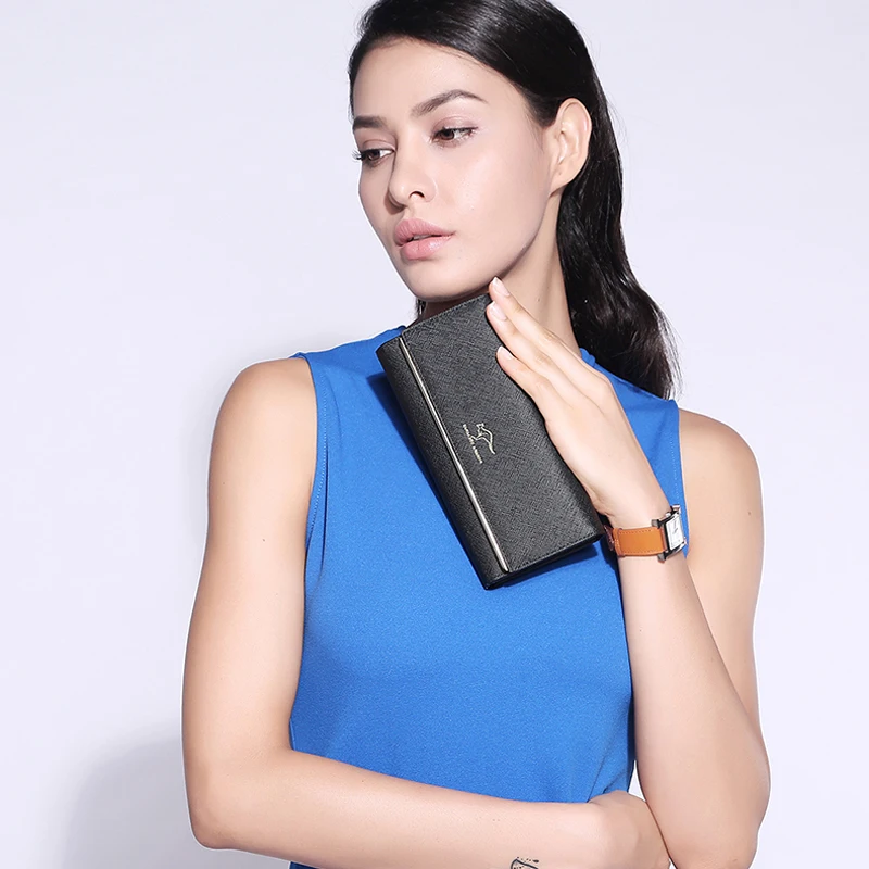 Женский кошелек-кенгуру из спилка кошелек с длинной застежкой и отделением для