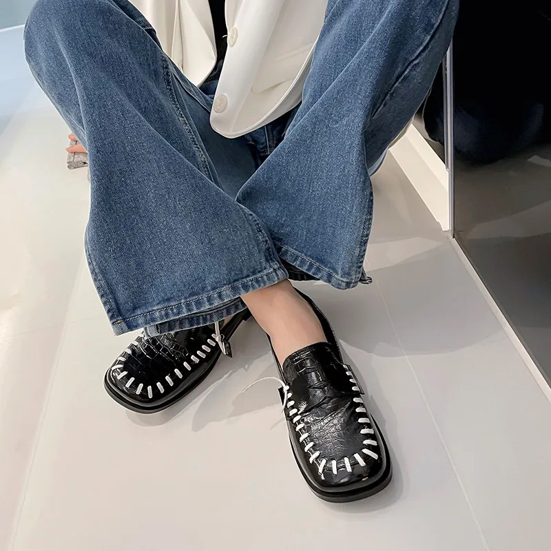 

FEDONAS Shallow Chunky Heels Shoes For Women 2021 Spring Newest Genuine Leather Women Shoes Fashion Office Basic Shoes Woman