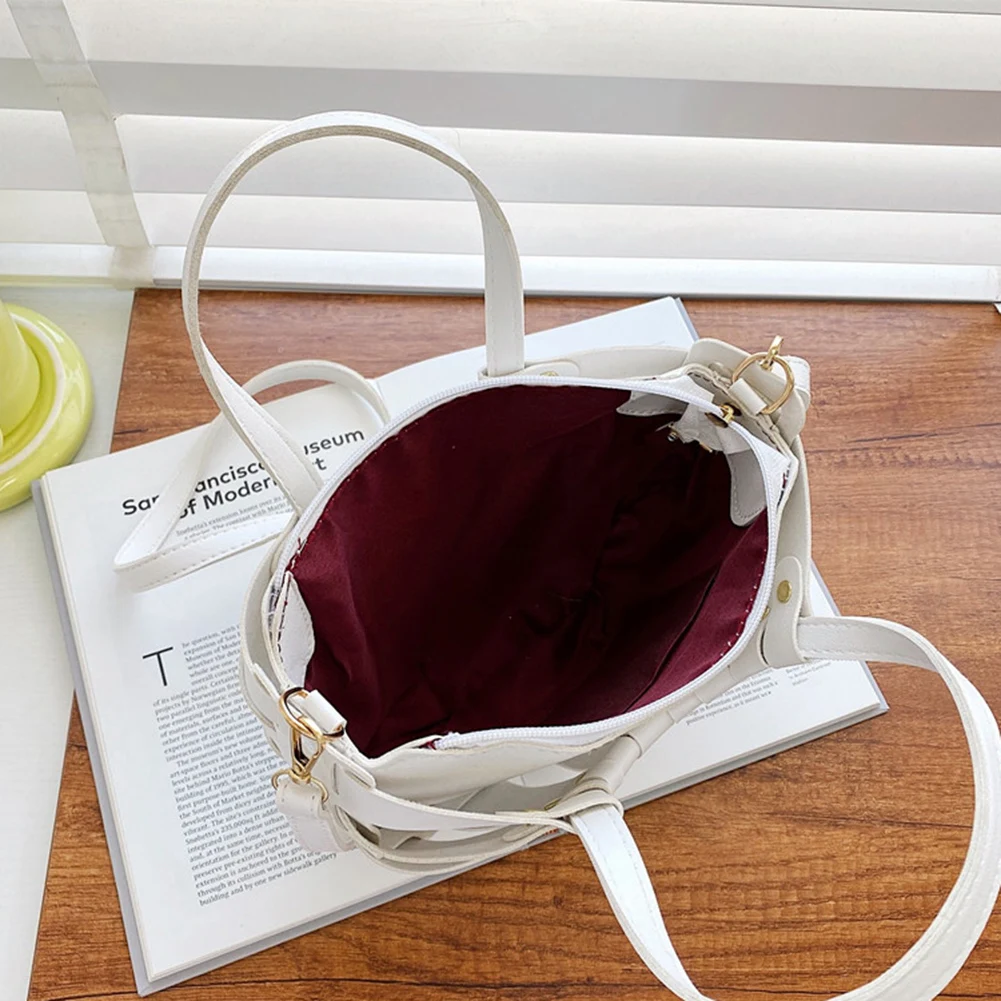 Fashion Hollow Semicircle Shoulder Crossbody Bags Women PU Leather Messenger Bag Casual Ladies Solid Color Small Purse Handbags