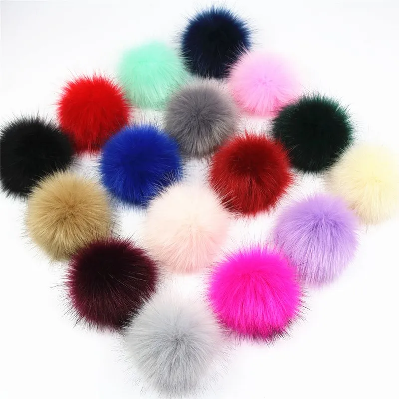 Пушистые Помпоны из лисьего меха 1 шт. 8 см/3 дюйма пушистые для вязания шапок