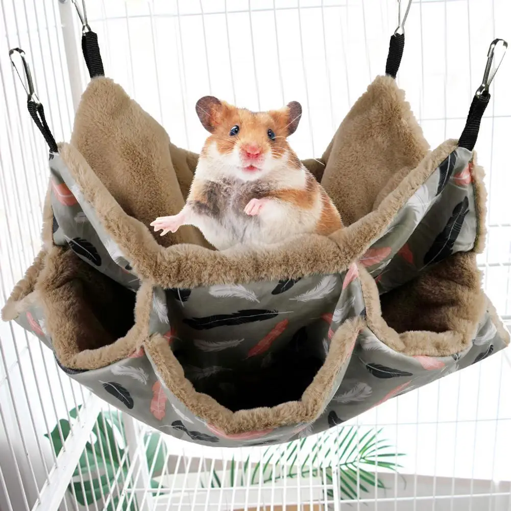 

Stable Convenient Hamster Universal Hanging Hammock Eco-friendly Hamster Hammock with 4 Hooks Small Animal Supplies