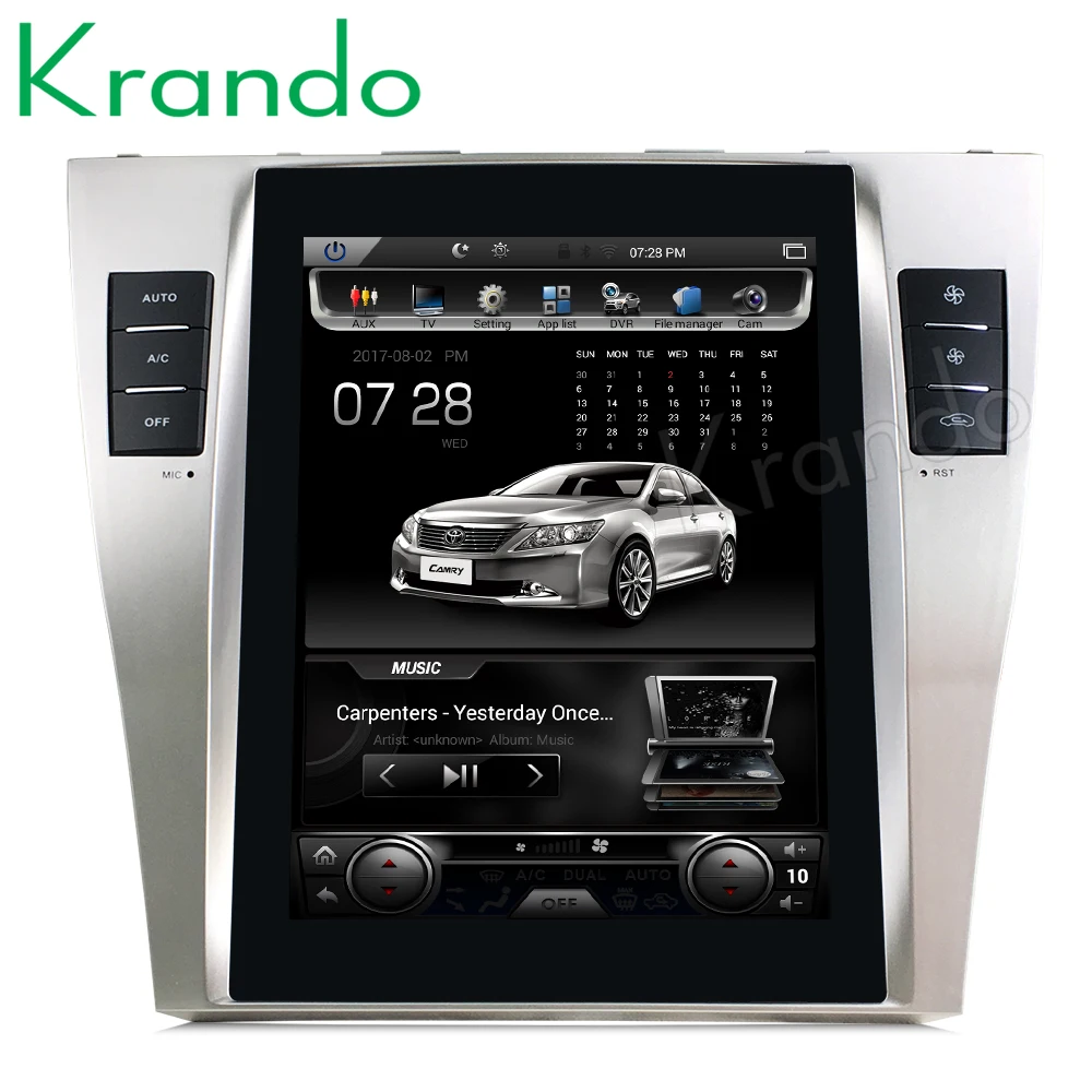 Krando Android 8,1 10," Tesla вертикальный экран автомобильный навигационный радио плеер для Toyota Camry 2007-2011 gps навигационная система