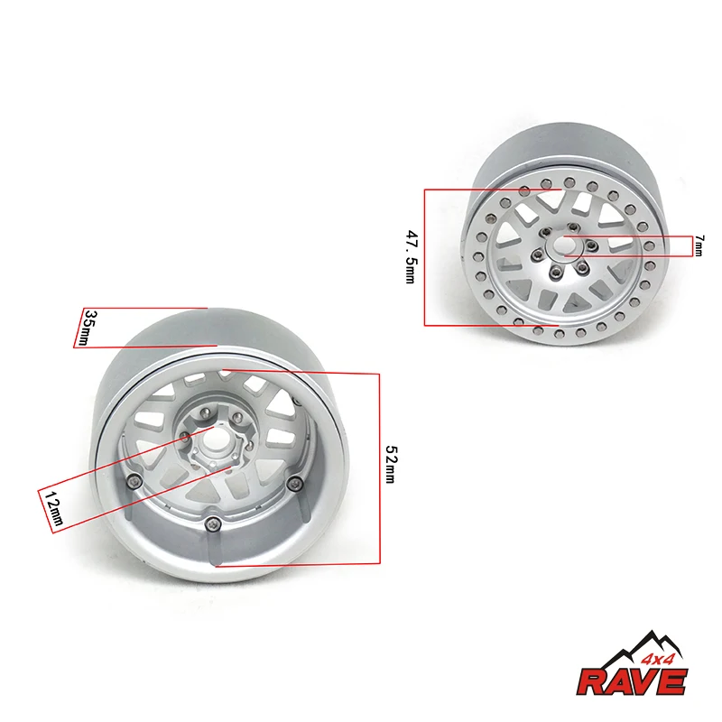 

RAVE 4X4 1PC Metal 2.2in Wheel 8.8MM Connection 1/10 RC SCX10 Jeep Crawler Car TH17945-SMT6